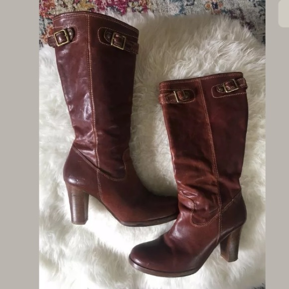 Coach Shoes - Coach Maxene Whiskey Leather Zip Calf Boots 7.5